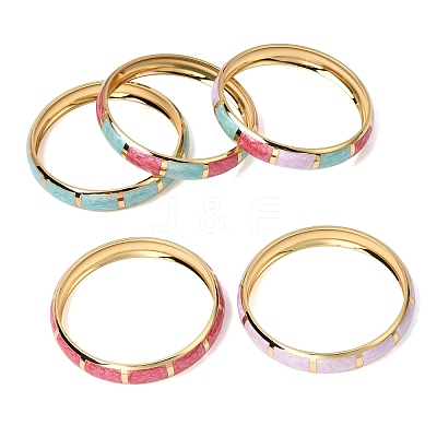 304 Stainless Steel Enamel Hinged Bangles BJEW-D408-44G-1