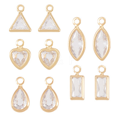 10Pcs 5 Styles Brass Cubic Zirconia Pendants KK-TADJ0001-30B-1