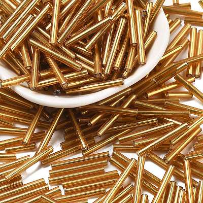 Silver Lined Transparent Glass Bugle Beads SEED-R028-2x20-B01-1