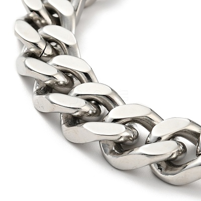 Non-Tarnish 201 Stainless Steel Curb Chain Bracelet Hand Polished for Men Women BJEW-H550-06B-P-1