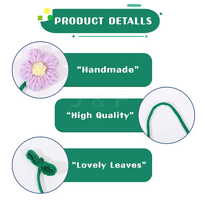 7Pcs 7 Colors Polyester Crochet Flower Bookmarks AJEW-CA0004-54-1