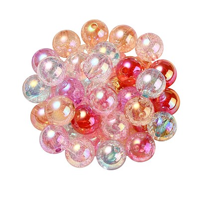 UV Plating Transparent Rainbow Iridescent Acrylic Beads TACR-D010-07-1