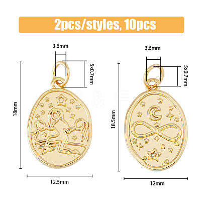 10Pcs 5 Style Rack Plating Brass Pendants KK-DC0002-67-1