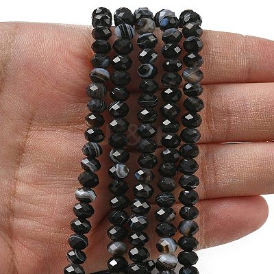 Natural Banded Agate Beads Strands G-D344-A34-01-1