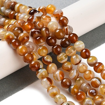 Natural Striped Agate/Banded Agate Beads Strands G-Z060-A01-A09-1