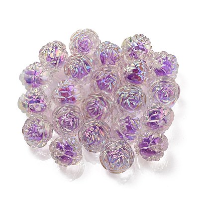 UV Plating Rainbow Iridescent Acrylic Beads OACR-P010-20H-1