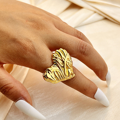 304 Stainless Steel Finger Rings for Women RJEW-B116-03G-1