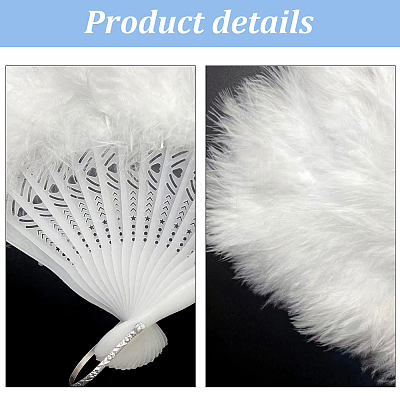 Plastic & Feather Fan Display Decoration AJEW-CY0002-58-1