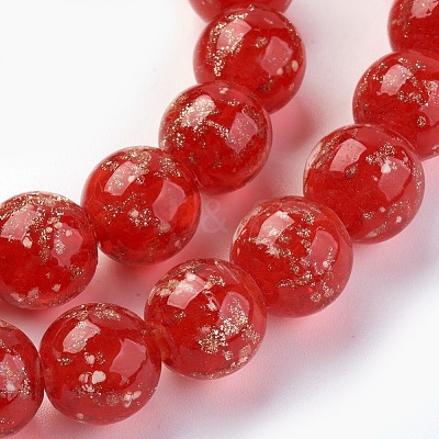 Handmade Gold Sand Lampwork Beads Strands LAMP-P051-L02-10mm-1