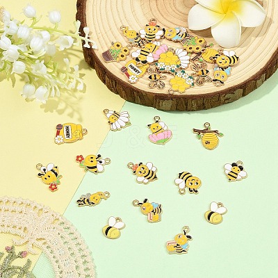 30Pcs 15 Styles Alloy Enamel Charms ENAM-YW0008-39-1