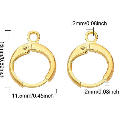Brass Huggie Hoop Earring Findings KK-BC0005-28G-1