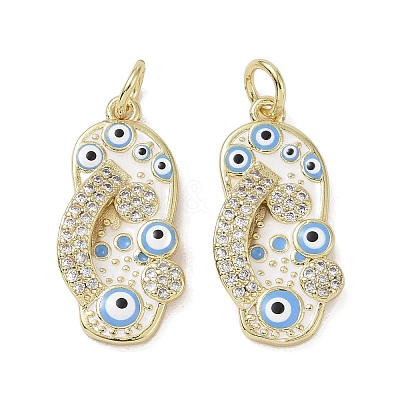 Golden Brass Micro Pave Cubic Zirconia Pendants KK-L209-073G-04-1