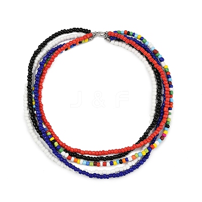 Bohemian Glass Seed Beaded Multi-strand Necklaces for Women NJEW-JN05354-01-1