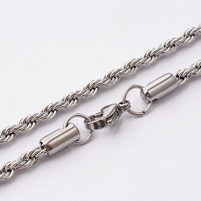 Tarnish Resistant 304 Stainless Steel Rope Chain Necklaces STAS-O056-A-10-1