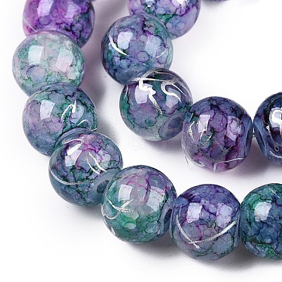 Drawbench Crackle Glass Beads Strands X-GLAA-N006-8mm-05-1