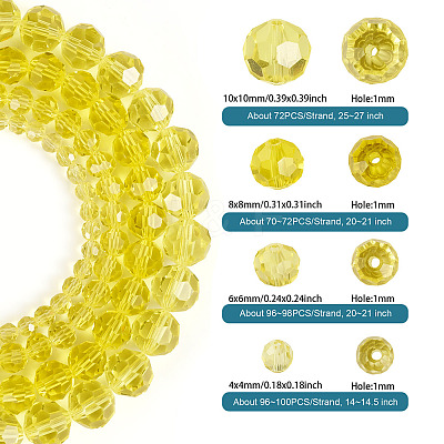 4 Strands 4 Styles Transparent Glass Bead Strands GLAA-TA0002-56B-1