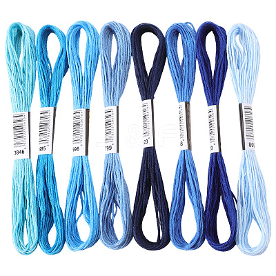 8 Skeins 8 Colors 6-Ply Polyester Embroidery Floss OCOR-CY0002-09B-1