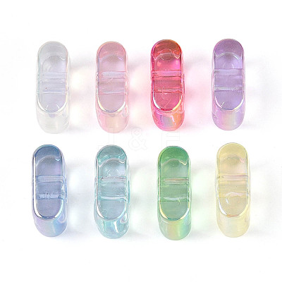 UV Plating Transparent Acrylic European Beads OACR-M027-02I-1