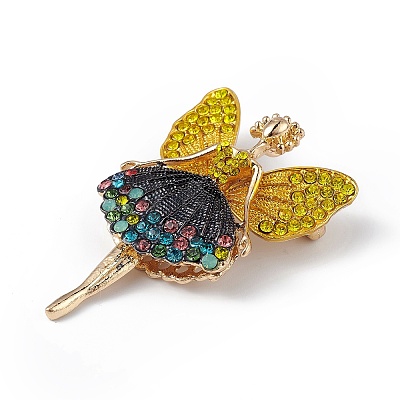 Butterfly Dancer Enamel Pin with Rhinestone JEWB-P016-01G-03-1