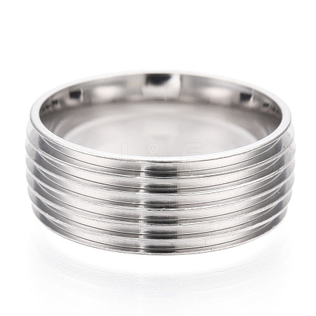 201 Stainless Steel Grooved Finger Ring Settings STAS-WH0047-07S-1