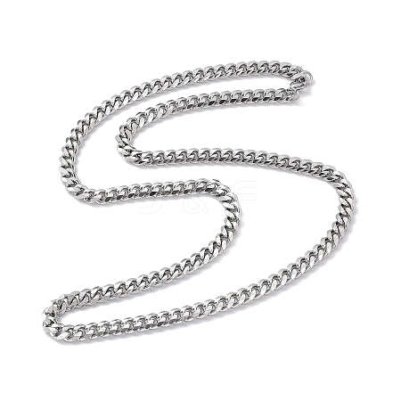 Non-Tarnish 201 Stainless Steel Cuban Link Chain Necklace with 304 Stainless Steel Clasps for Men Women NJEW-M194-01A-P-1