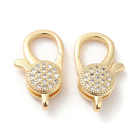 Brass Micro Pave Clear Cubic Zirconia Lobster Claw Clasps X-KK-F860-36G-1