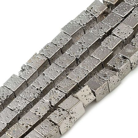 Electroplated Natural Lava Rock Beads Strands G-L606-E02-01A-1