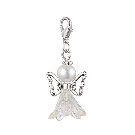 Wedding Season Angel Glass Pearl & Acrylic Pendant Decorations HJEW-JM01923-02-1