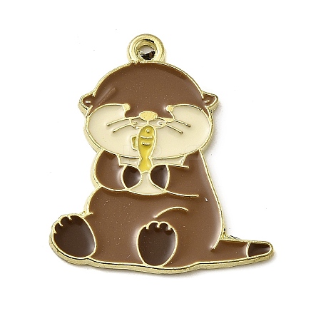 Golden Plated Alloy Enamel Pendants ENAM-L049-02G-04-1