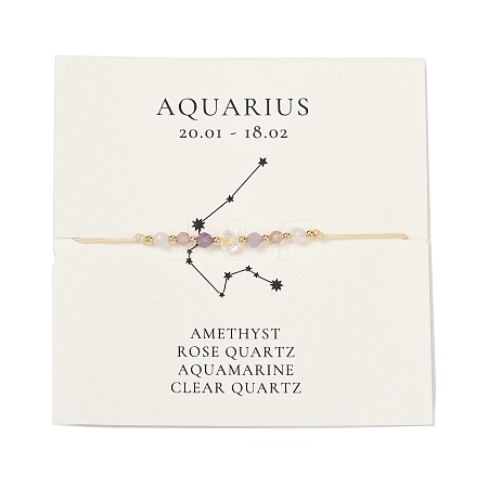 Natural stone constellation bracelet with 12 zodiac signs LS-NR2952-10-1