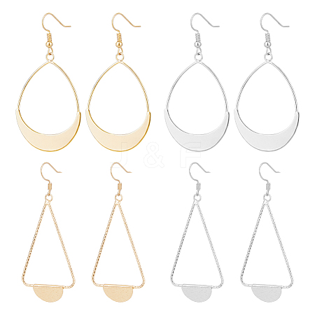 FIBLOOM 4 Pairs 4 Style Alloy Dangle Earrings for Women EJEW-FI0002-82-1