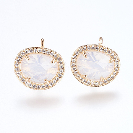 Brass Micro Pave Cubic Zirconia Stud Earring Findings X-ZIRC-G116-27-C01-1