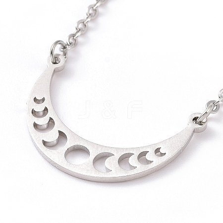 Alloy Moon Phase Pendant Necklace for Women LS-NJEW-G030-01P-1