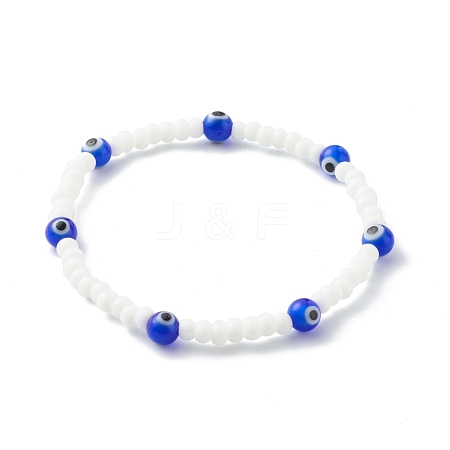 Glass Beads & Handmade Lampwork Beads Stretch Bracelets for Kid BJEW-JB06475-02-1