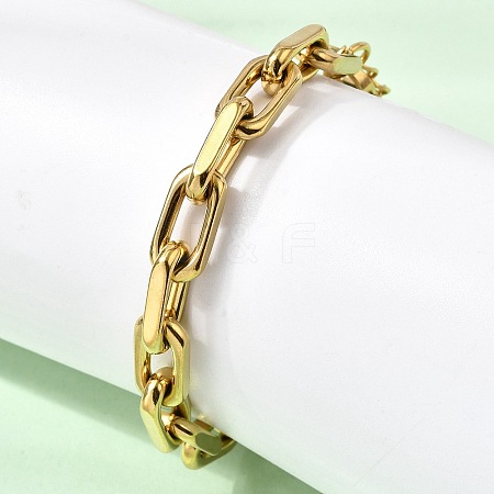 304 Stainless Steel Rectangle Ring Link Chain Bracelets for Women BJEW-A152-02G-1