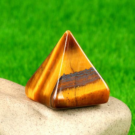 Natural Tiger Eye Healing Pyramid Figurines PW-WG30742-03-1