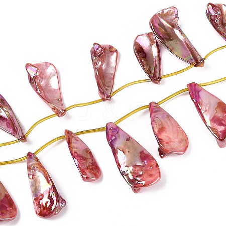 AB Color Plated Dyed Natural Freshwater Shell Beads Strands SHEL-T020-55G-1