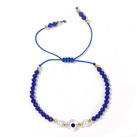 Adjustable Evil Eye Glass Braided Bead Bracelets for Women ZW1974-2-1