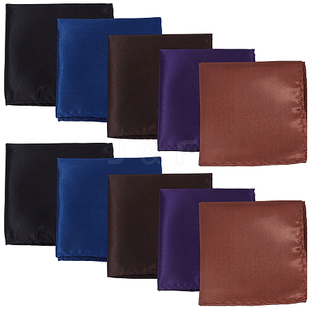 10Pcs 5 Colors Imitation Silk Men's Suit Square Scarf AJEW-CY0002-34A-1