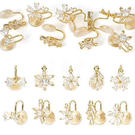 10Pcs 5 Styles Brass Micro Pave Cubic Zirconia Ear Cuff Findings KK-TA0003-23-1