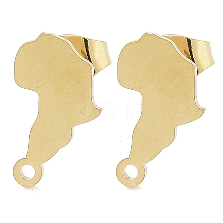 Africa Map Ion Plating(IP) 304 Stainless Steel Stud Earring Findings STAS-I206-105G-1