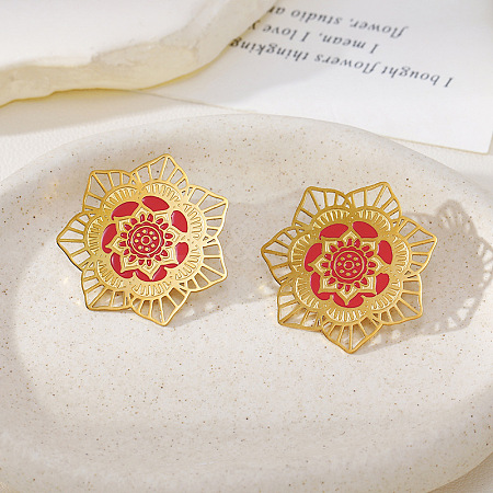 304 Stainless Steel Enamel Stud Earrings WGBC617-02-1