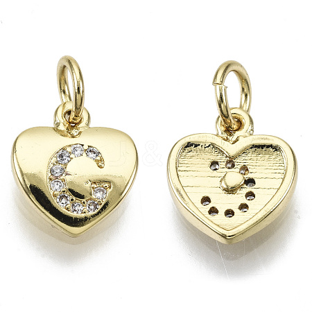 Brass Micro Pave Clear Cubic Zirconia Charms KK-N227-34C-NF-1