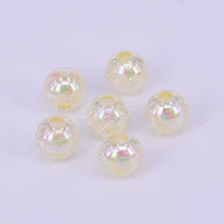 Electroplate Crackle Acrylic Beads LS-CCG-WH0001-8mm-10-1