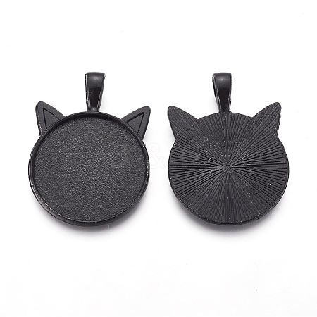 Alloy Kitten Pendant Cabochon Settings PALLOY-WH0049-04B-1