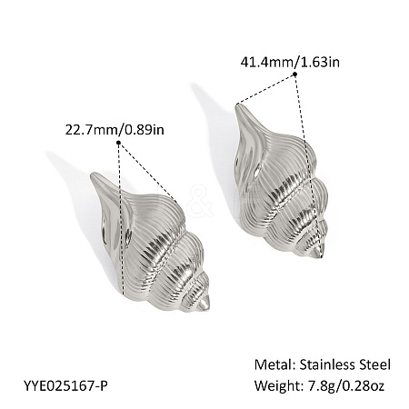 304 Stainless Steel Stripe Conch Stud Earrings GH9944-2-1