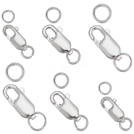   6Pcs 3 Size 925 Sterling Silver Lobster Claw Clasps STER-PH0001-22-1