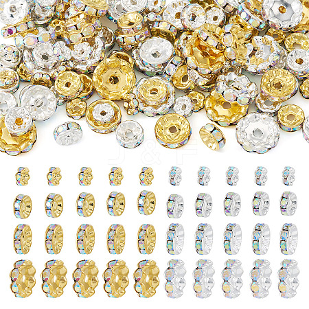 120Pcs Brass Rhinestone Spacer Beads RB-TA0001-36B-1