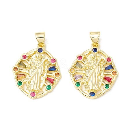 Rack Plating Brass Micro Pave Cubic Zirconia Pendants KK-E278-11G-1