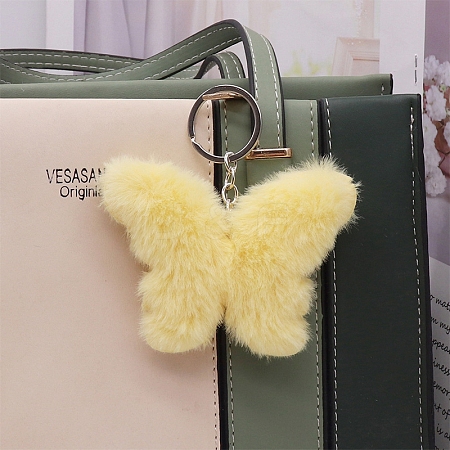 Imitation Rabbit Fur Keychain PW-WGED029-03-1